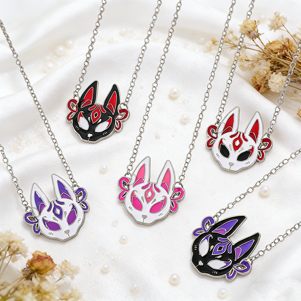 Men Accessories Necklace - Fashion Anime Fox Mask Metal Enamel