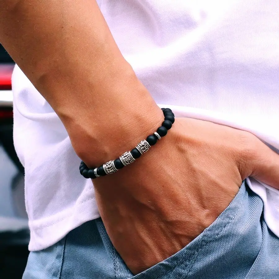 Bead Bracelet Men - Vintage Mens Bracelet Beaded Om Mani