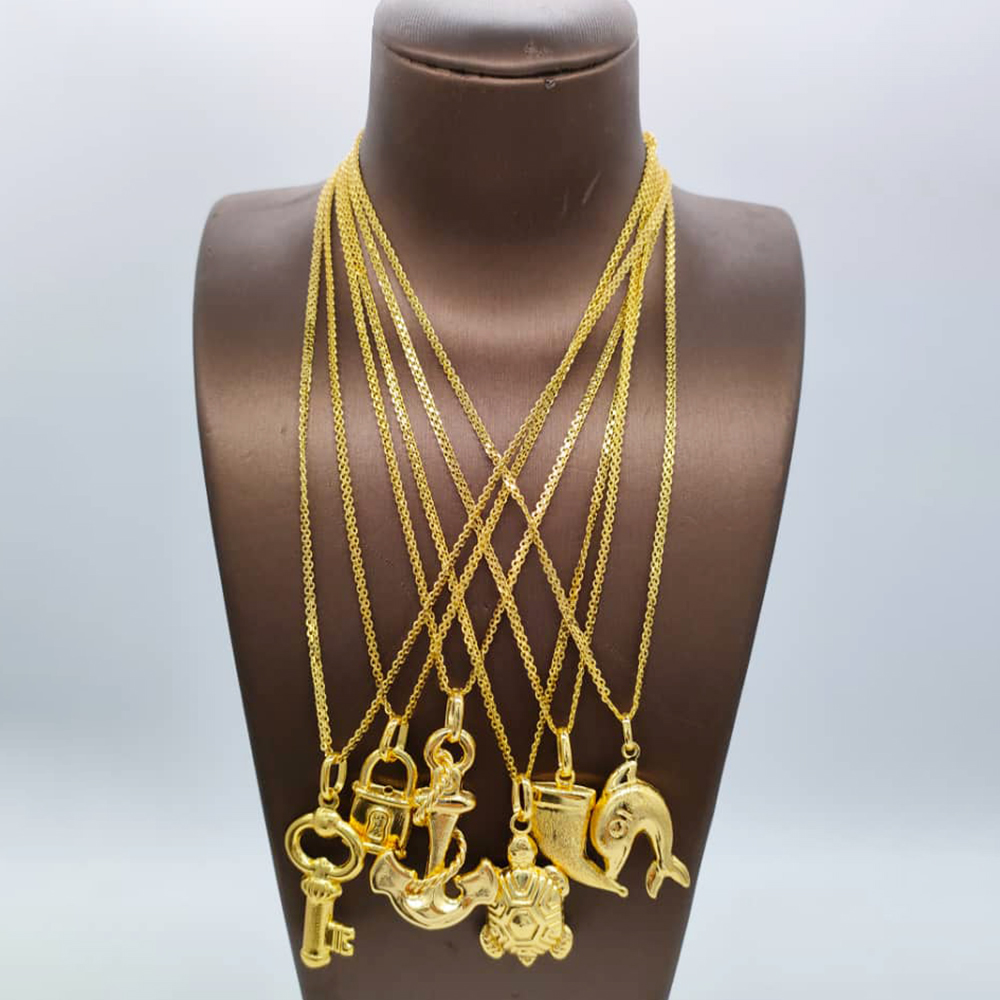 Men'S Accessories Dubai - Gold Plated Chain and Pendants for