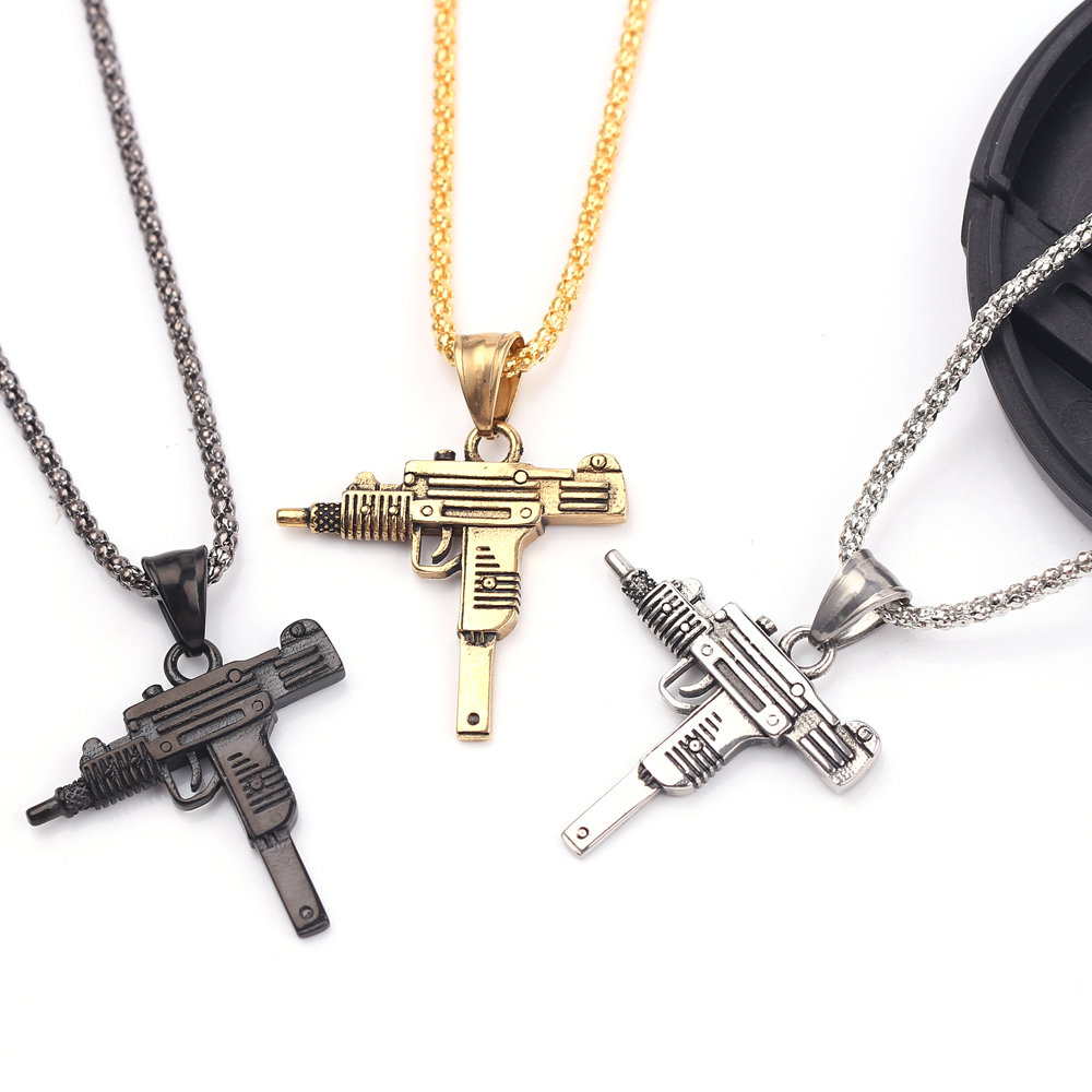 Punk Uzi Pistol Machine Gun Ne - مراجعة Men Accessories Necklace وسعره