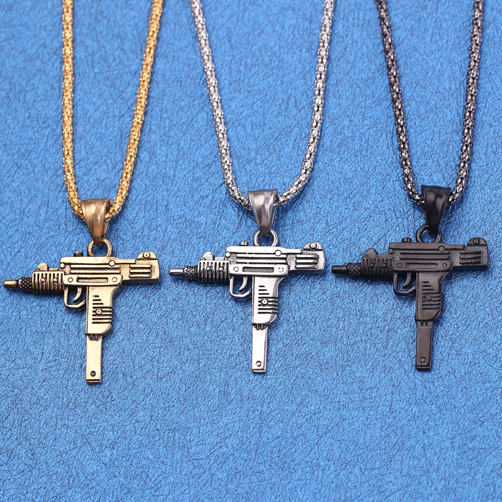 Punk Uzi Pistol Machine Gun Ne - مراجعة Men Accessories Necklace وسعره