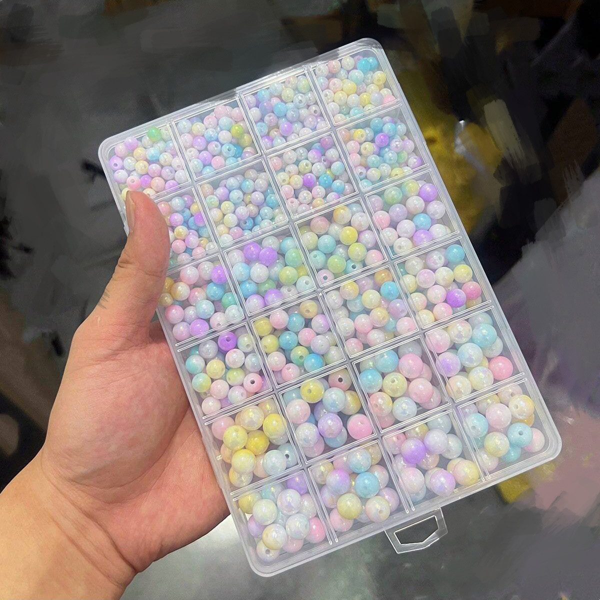 800pcs/24 grid set box 6mm/8mm - مراجعة Bead Bracelet Men وسعره