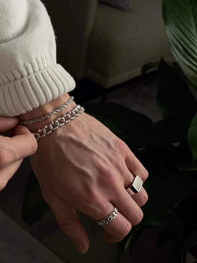 1pc Simple Silver Color Stainl - مراجعة Men Accessories Singapore وسعره