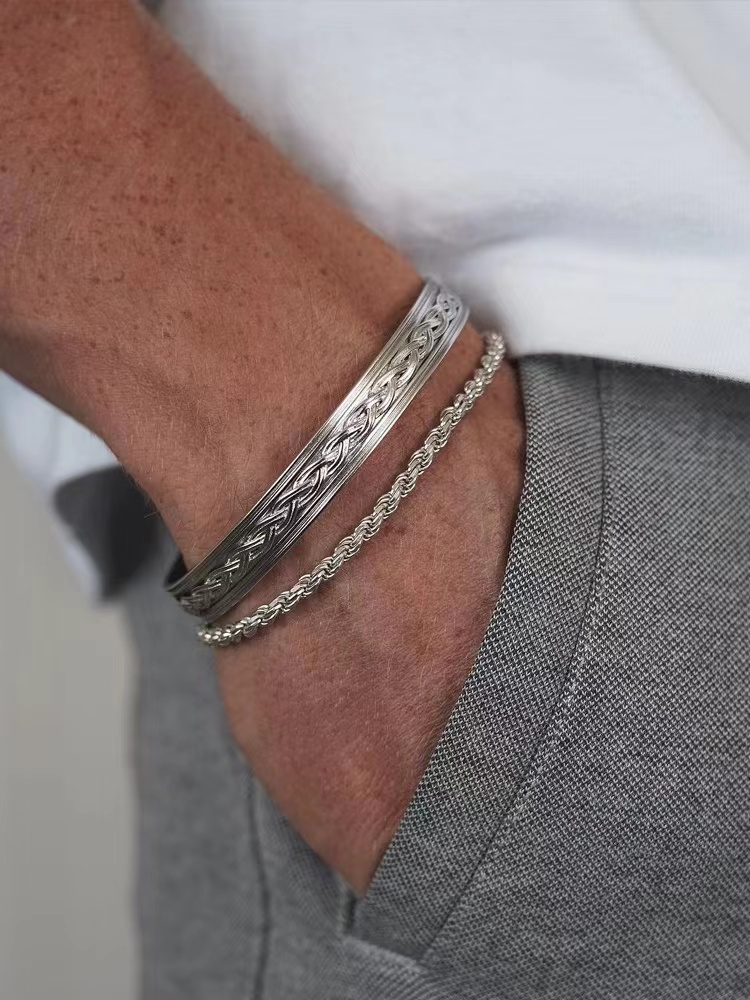 1pc Simple Silver Color Stainl - مراجعة Men Accessories Singapore وسعره