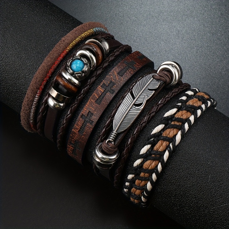 Miss JQ 6Pcs/Set Vintage PU Le - مراجعة Men Accessories Look وسعره