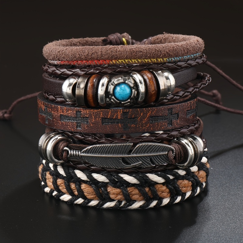 Miss JQ 6Pcs/Set Vintage PU Le - مراجعة Men Accessories Look وسعره