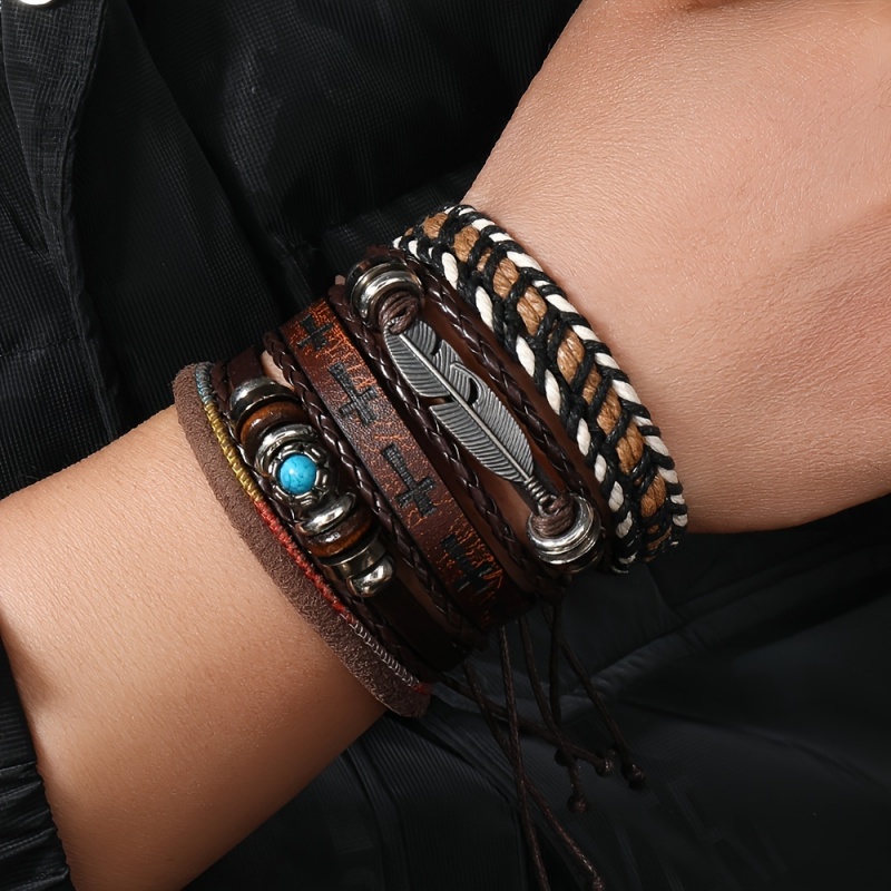 Miss JQ 6Pcs/Set Vintage PU Le - مراجعة Men Accessories Look وسعره