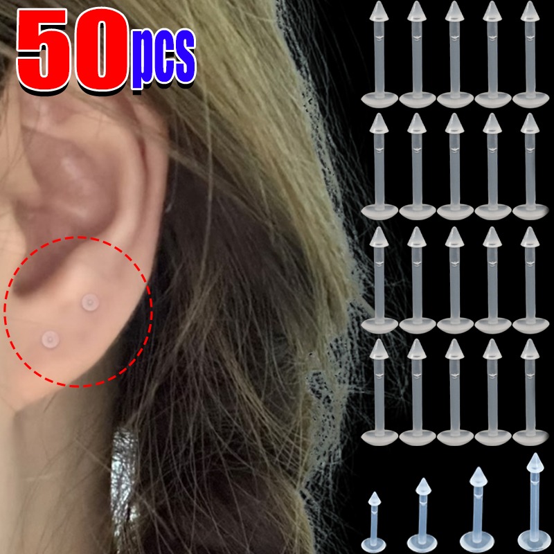 10-50Pcs Transparent Lip Studs - مراجعة Men Accessories Ring وسعره