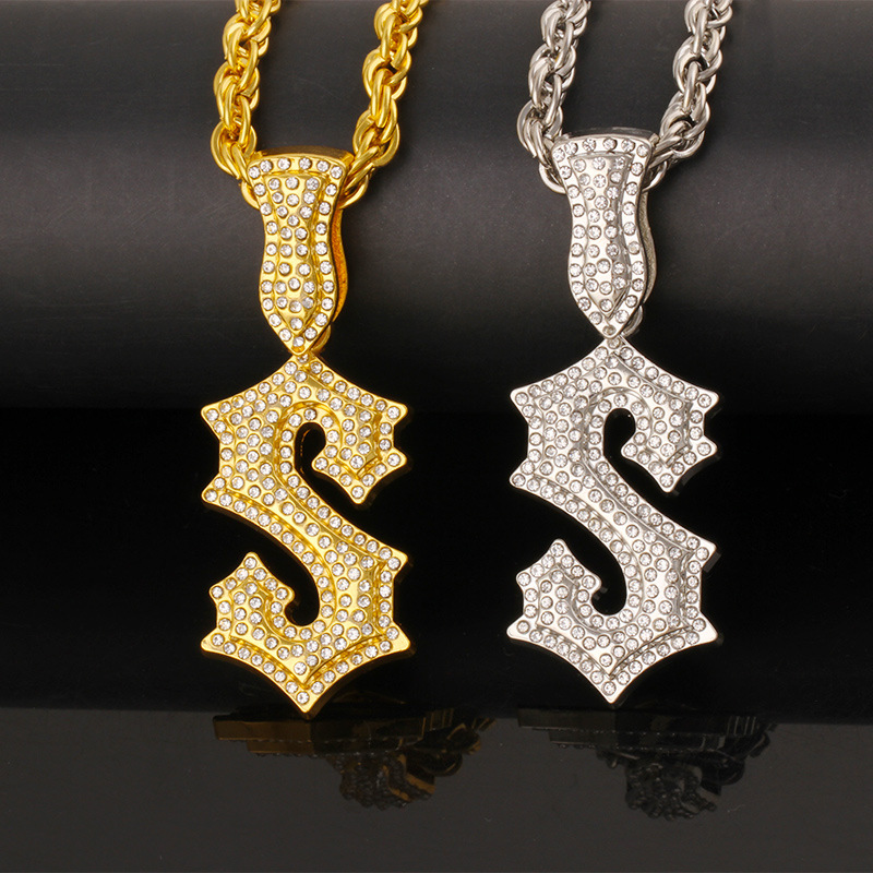 New Letter S Hip Hop Necklace  - مراجعة Men Accessories Singapore وسعره