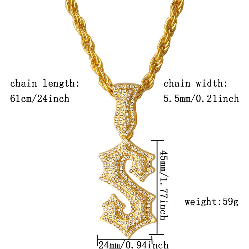 New Letter S Hip Hop Necklace  - مراجعة Men Accessories Singapore وسعره