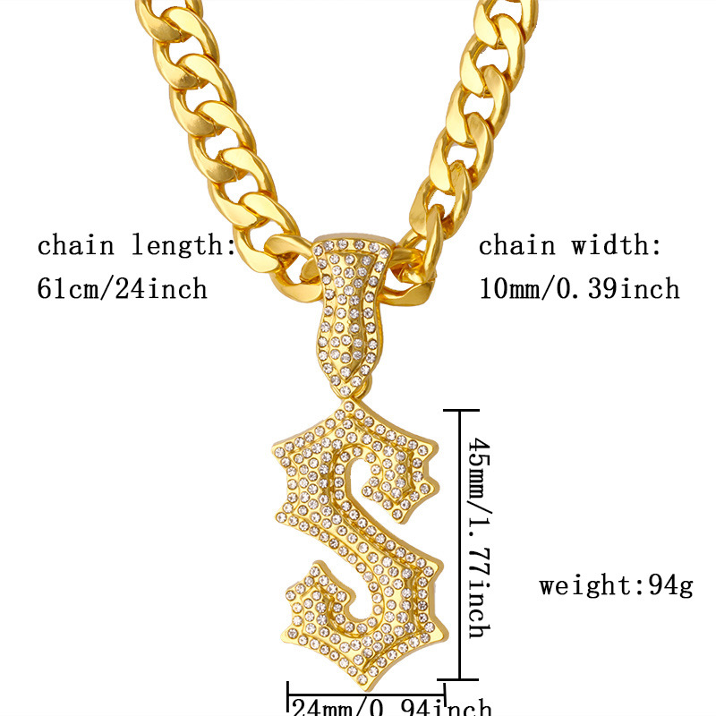 New Letter S Hip Hop Necklace  - مراجعة Men Accessories Singapore وسعره