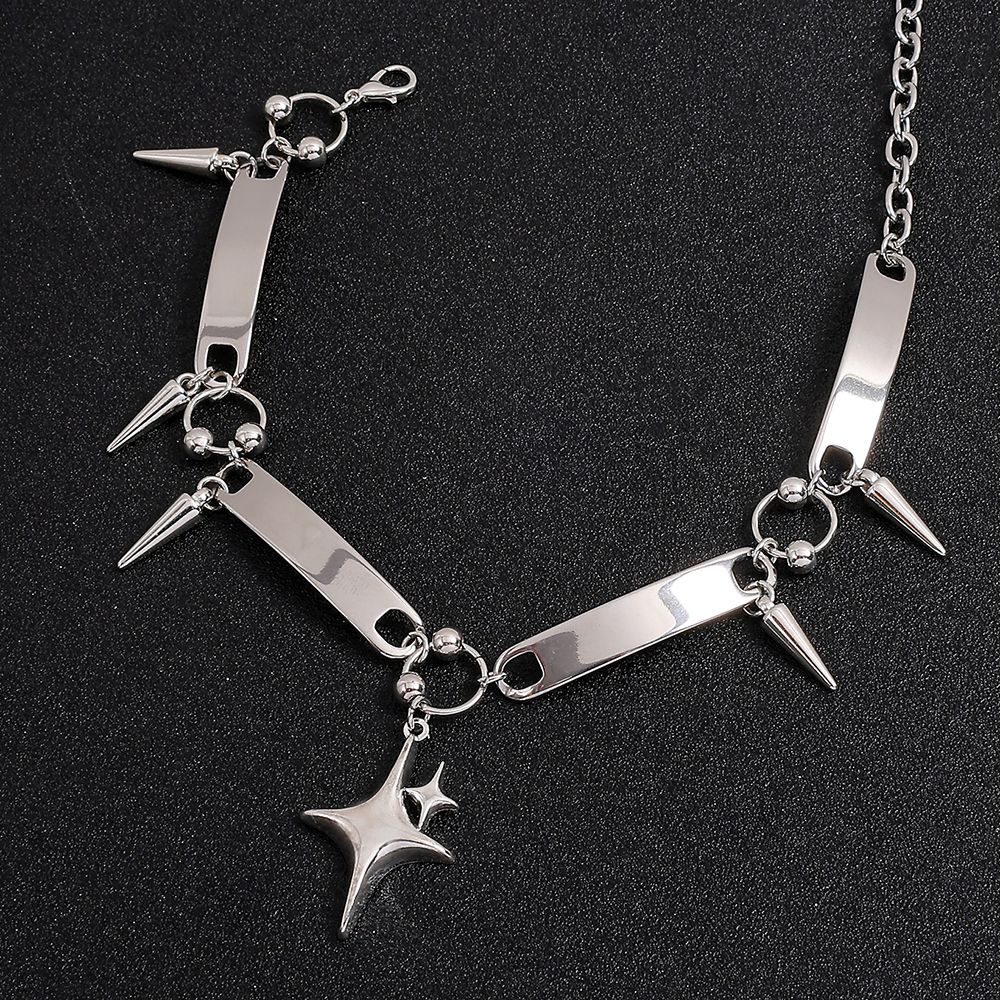 Punk Style Silver Spiked Star  - مراجعة Men Accessories Necklace وسعره