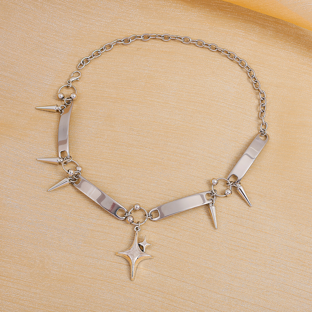Punk Style Silver Spiked Star  - مراجعة Men Accessories Necklace وسعره