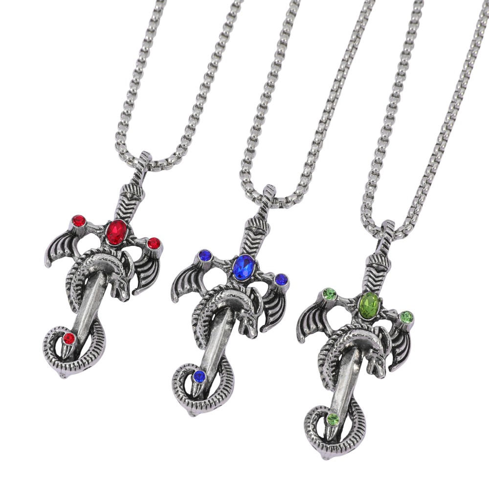 Retro Multicolor Gem Dragon Sw - مراجعة Men Accessories Necklace وسعره