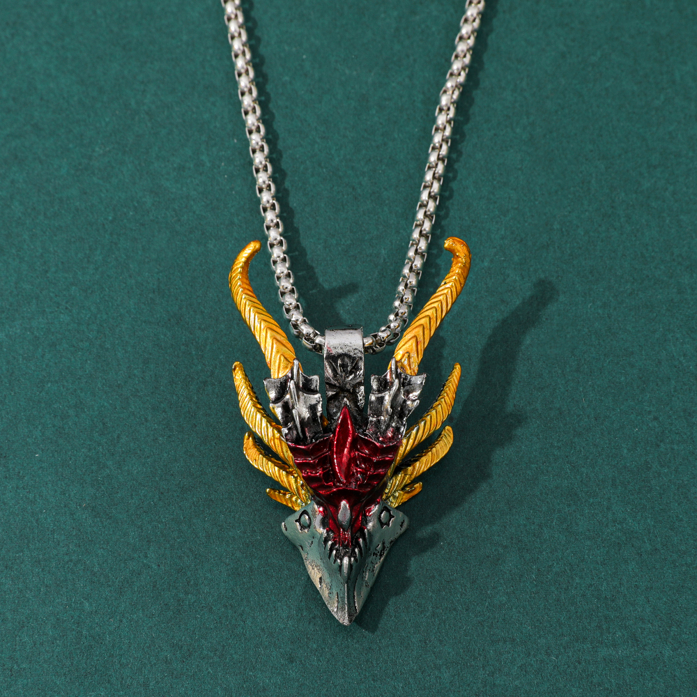 Retro Hip-Hop Evil Dragon Head - مراجعة Men Accessories Necklace وسعره