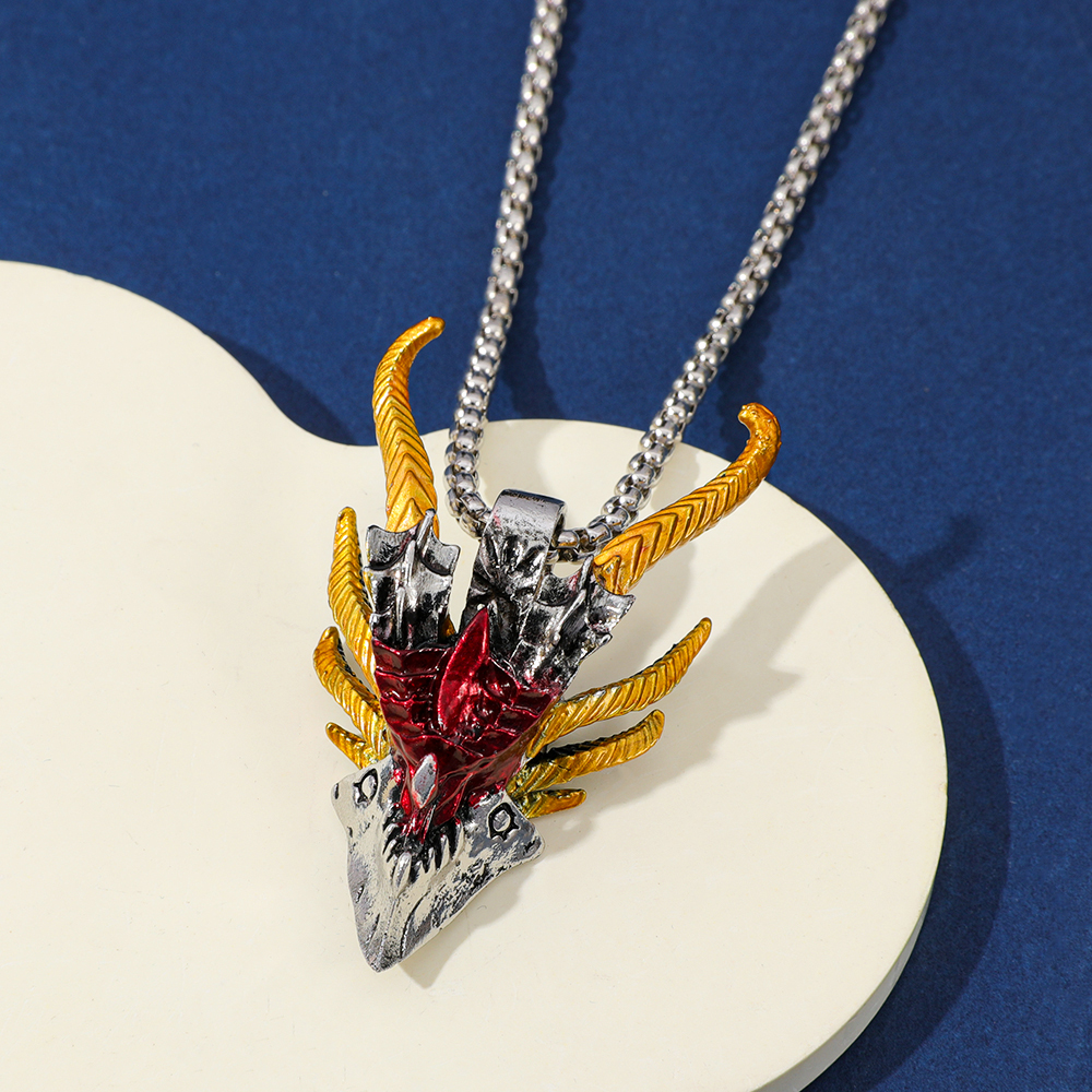 Retro Hip-Hop Evil Dragon Head - مراجعة Men Accessories Necklace وسعره