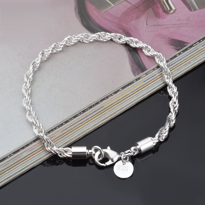 4MM Silver Plated Twisted Rope - مراجعة Men Accessories Singapore وسعره
