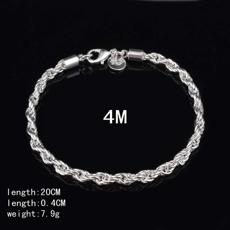 4MM Silver Plated Twisted Rope - مراجعة Men Accessories Singapore وسعره
