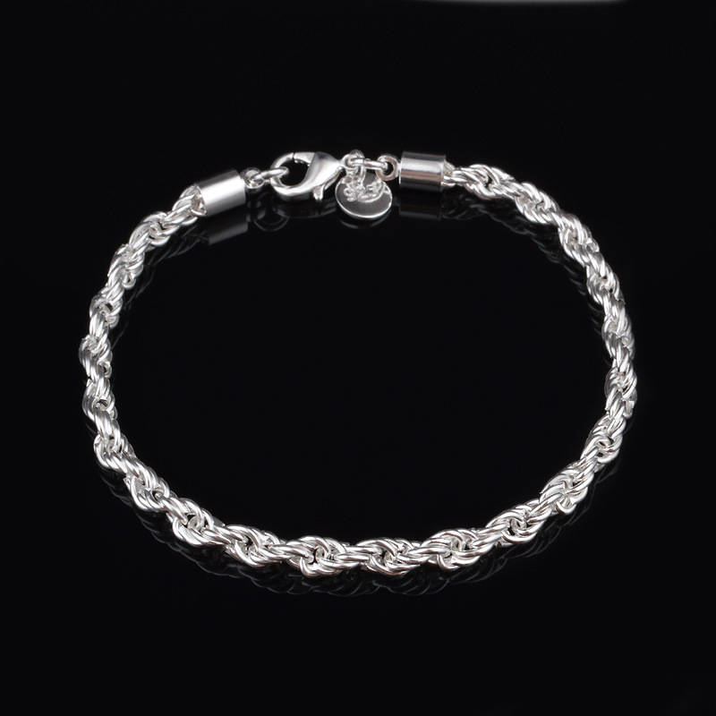 4MM Silver Plated Twisted Rope - مراجعة Men Accessories Singapore وسعره