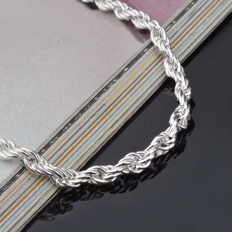 4MM Silver Plated Twisted Rope - مراجعة Men Accessories Singapore وسعره