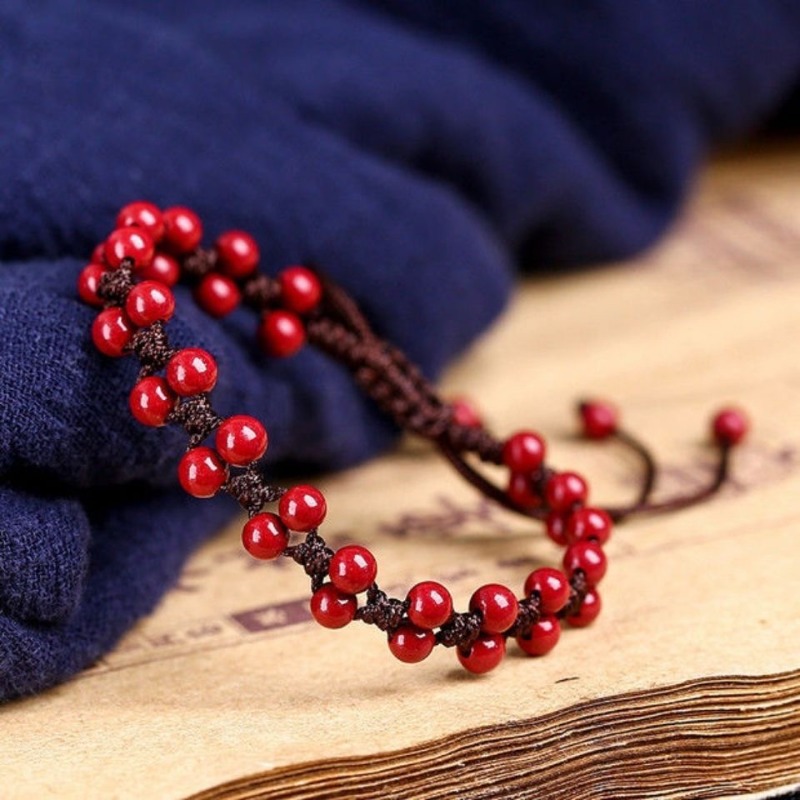 Customized Natural Red Cinnaba - مراجعة Bead Bracelet Men وسعره