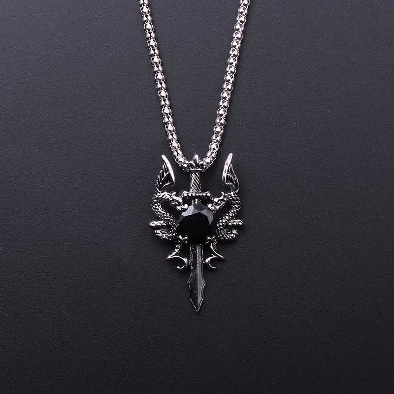 Double Dragon Black Gem Cross  - مراجعة Men Accessories Necklace وسعره
