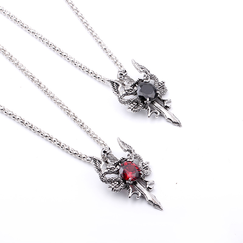 Double Dragon Black Gem Cross  - مراجعة Men Accessories Necklace وسعره
