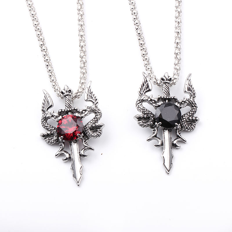 Double Dragon Black Gem Cross  - مراجعة Men Accessories Necklace وسعره