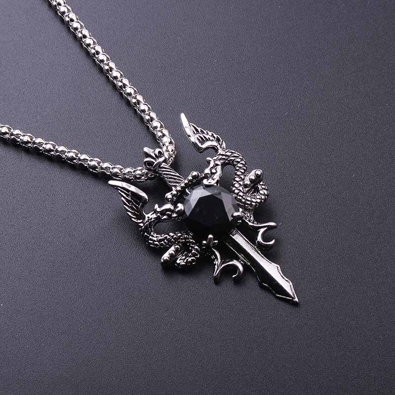 Double Dragon Black Gem Cross  - مراجعة Men Accessories Necklace وسعره