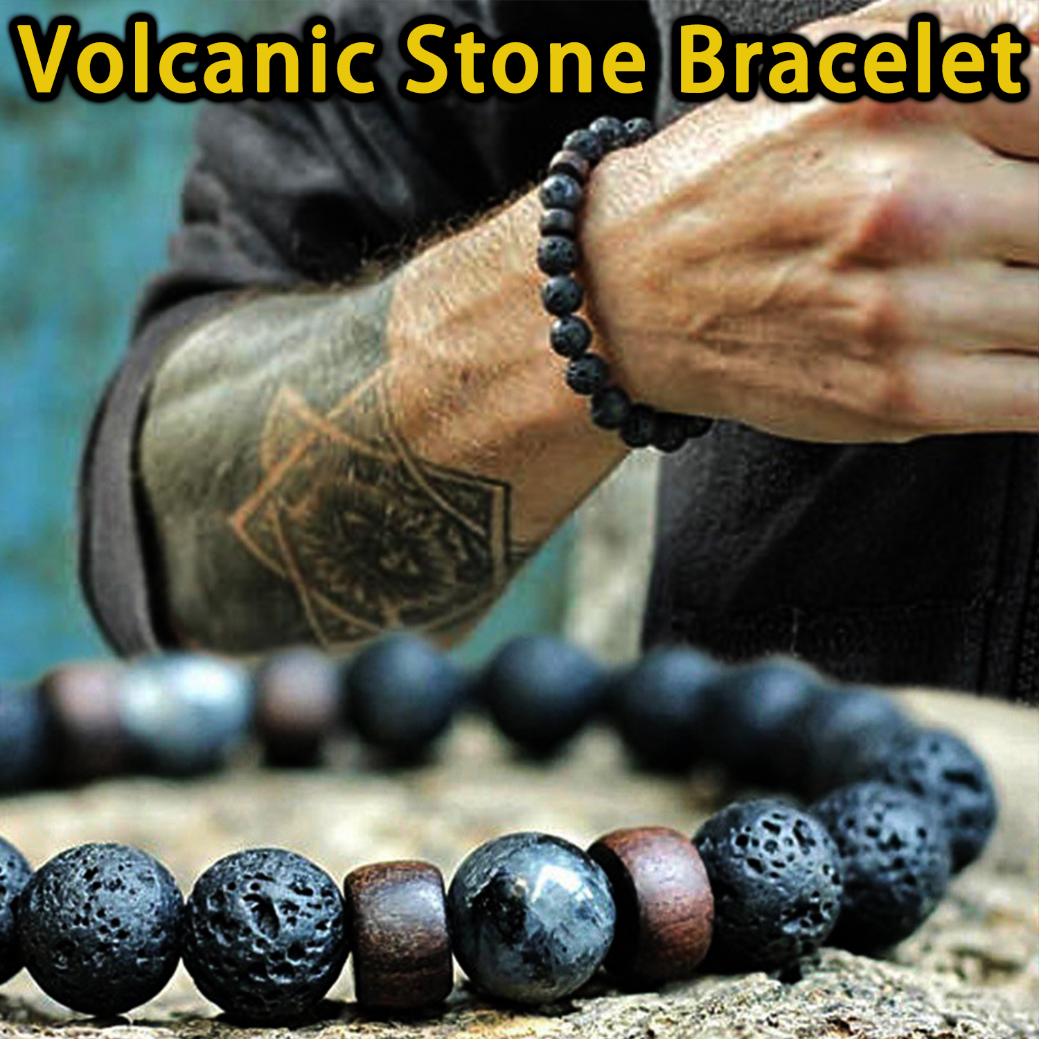 Handmade Elastic 8mm Volcanic  - مراجعة Bead Bracelet Men وسعره