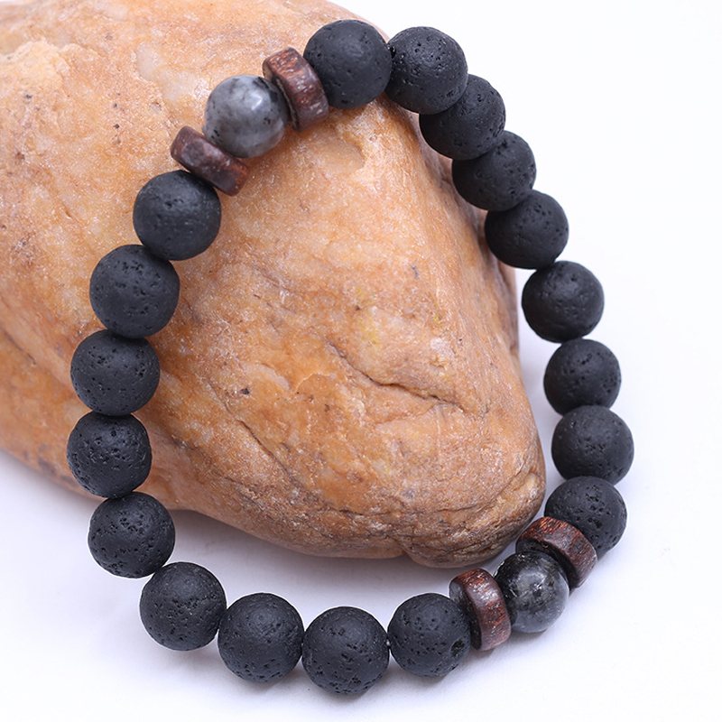 Handmade Elastic 8mm Volcanic  - مراجعة Bead Bracelet Men وسعره