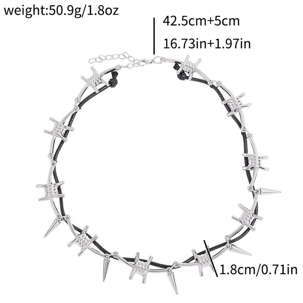 Gothic Barbed Wire Rivet Leath - مراجعة Men Accessories Necklace وسعره